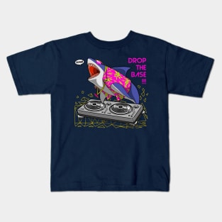 dj shark cartoon comics style character design Kids T-Shirt